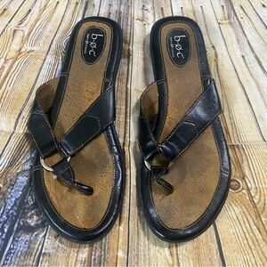 B.O.C. Concept Black Thong Toe Slip On Sandals Size 10